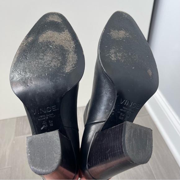 VINCE Erving Western Ankle Bootie Black Leather Stacked Heel Pointed Toe Boots 6 - Picture 13 of 16